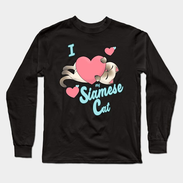 I Heart My Siamese Cat cute kawaii love alternate Long Sleeve T-Shirt by xenotransplant